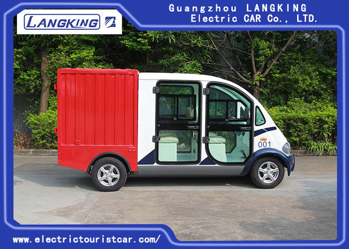 4/5 dimensión eléctrica Electric Cargo Van With Customized del envase de la caja del cargo del hierro del coche patrulla de los asientos 0